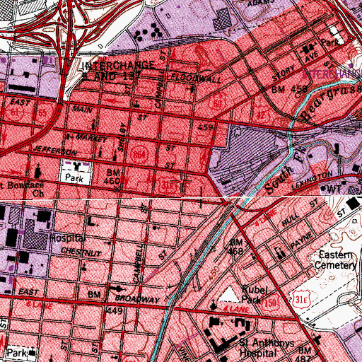 Topographic Map of Cable Baptist Church, KY