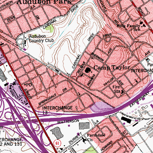 Topographic Map of Calvary Chapel of Louisville, KY
