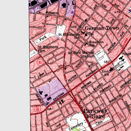 Topographic Map of Central Church of Christ, KY