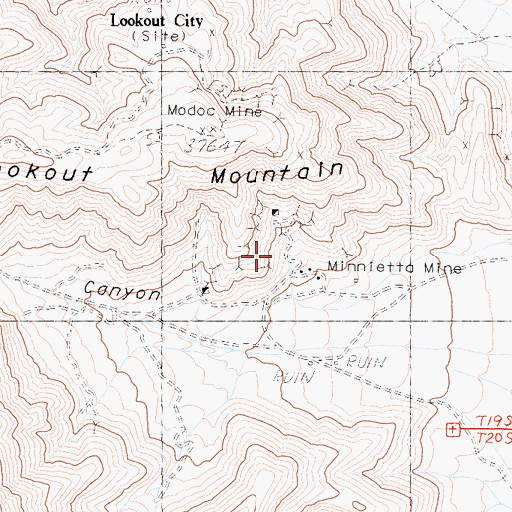Topographic Map of Minnietta Mine, CA