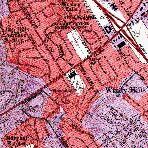 Topographic Map of Christ Church United Methodist Church, KY