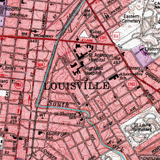 Topographic Map of Christ Evangelical United Church of Christ, KY