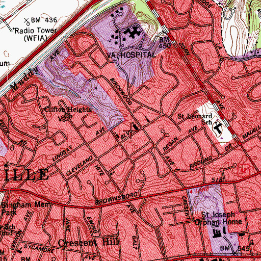 Topographic Map of Church of Christ of Birchwood Avenue, KY