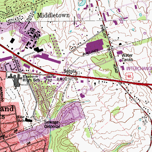 Topographic Map of Church of Christ of Middletown Kentucky, KY
