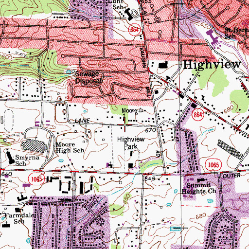 Topographic Map of Church of God of Prophecy, KY