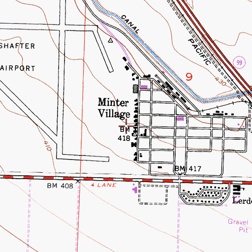 Topographic Map of Minter Village, CA