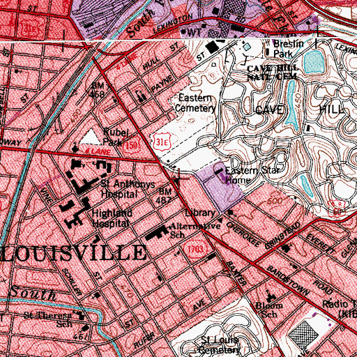 Topographic Map of Church of the Advent, KY
