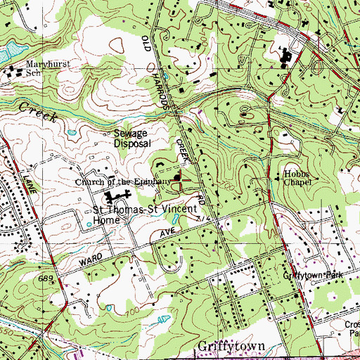 Topographic Map of Church of the Epiphany, KY