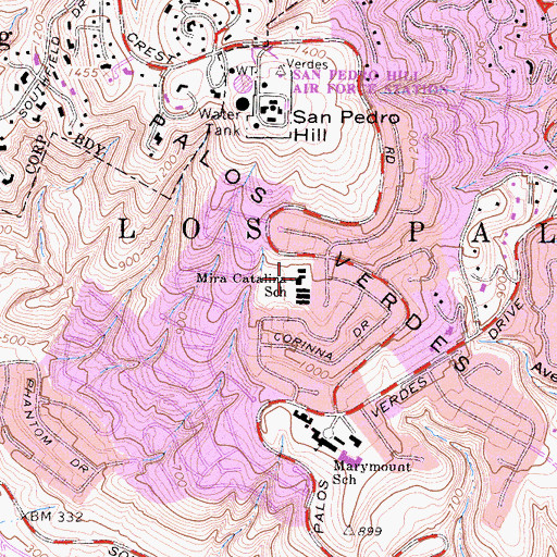Topographic Map of Mira Catalina Elementary School, CA