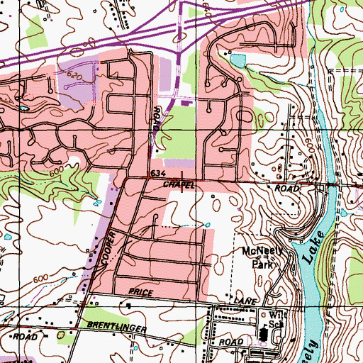 Topographic Map of Cooper Chapel Road Baptist Church, KY
