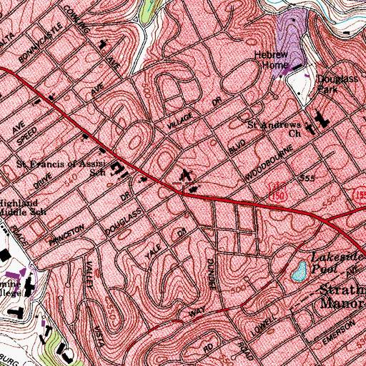 Topographic Map of Douglass Boulevard Christian Church, KY