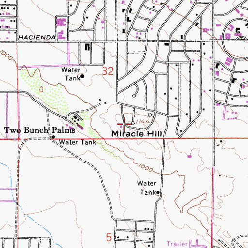 Topographic Map of Miracle Hill, CA