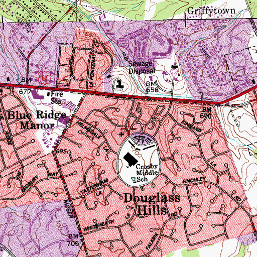 Topographic Map of Douglass Hills Church of Christ, KY