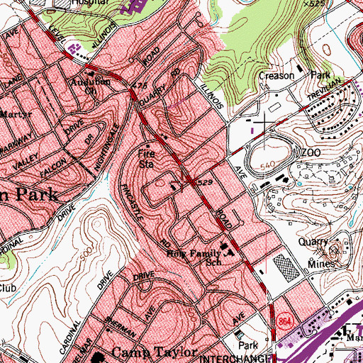 Topographic Map of East Audubon Baptist Church, KY