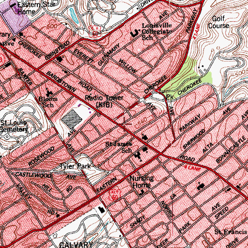 Topographic Map of Eckankar Center of Louisville, KY