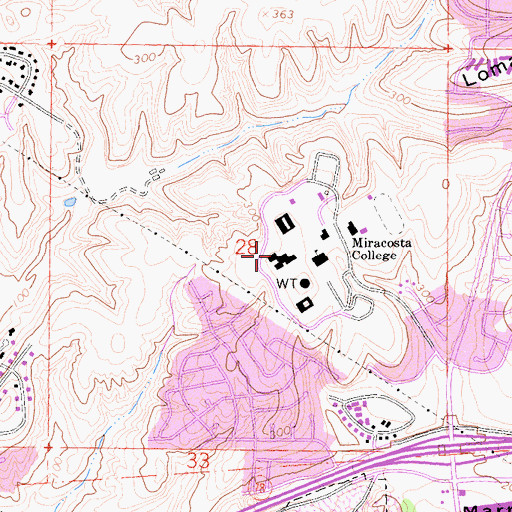 Topographic Map of Mira Costa College, CA