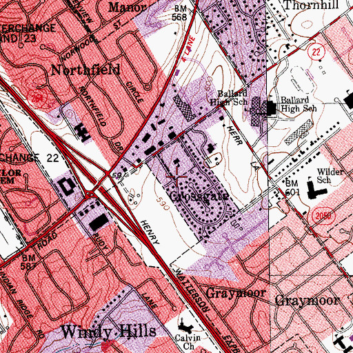 Topographic Map of Fairdale Christian Church, KY