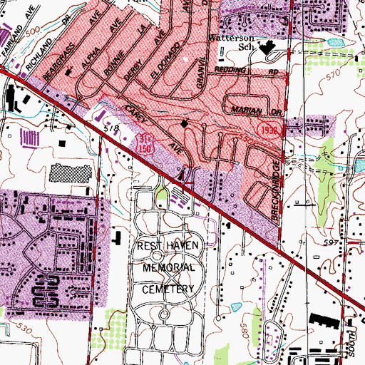 Topographic Map of Fairview Christian Church, KY