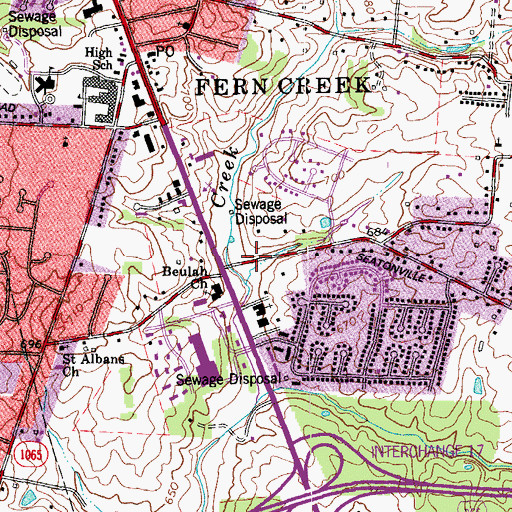 Topographic Map of Fern Creek Christian Church, KY