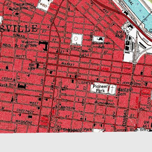 Topographic Map of Fifth Street Baptist Church, KY