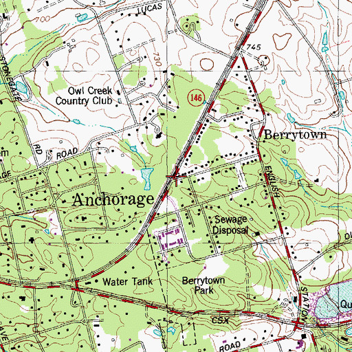Topographic Map of First Baptist Church of Anchorage, KY