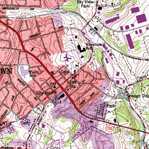 Topographic Map of First Baptist Church of Jeffersontown, KY