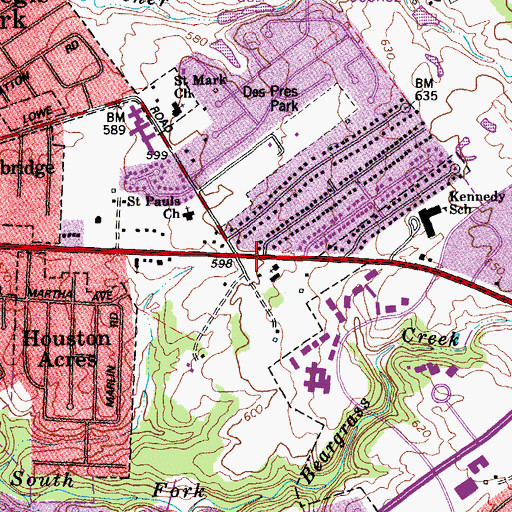 Topographic Map of First Church of God of Anderson Indiana, KY
