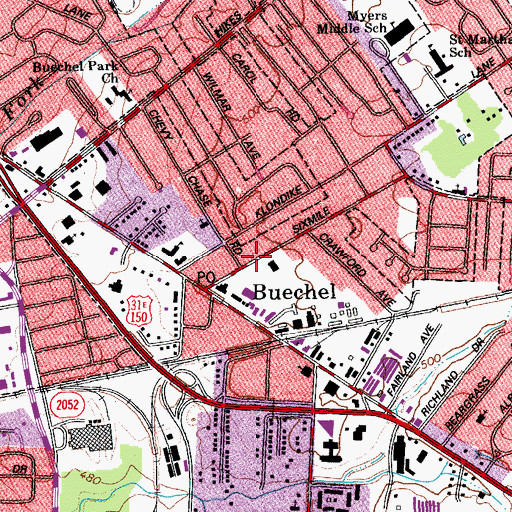Topographic Map of First Korean Baptist Church, KY