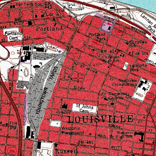 Topographic Map of Garfield Avenue Baptist Church, KY
