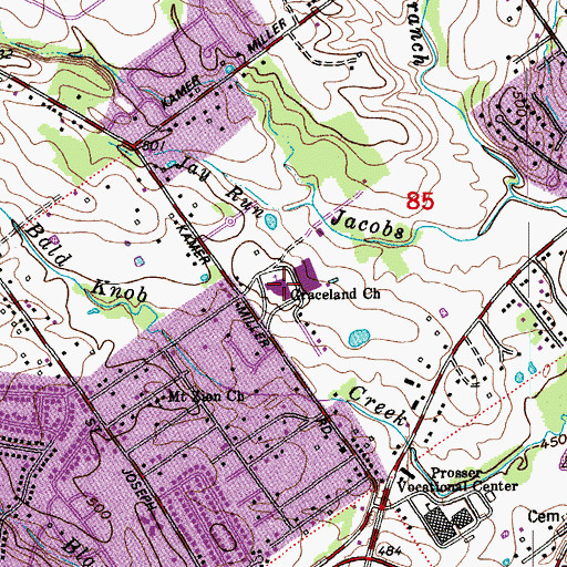 Topographic Map of Graceland Church, IN