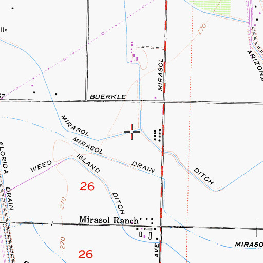 Topographic Map of Mirasol Ditch, CA