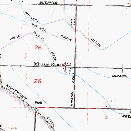 Topographic Map of Mirasol Ranch, CA