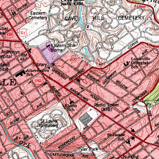 Topographic Map of Highland Baptist Church, KY