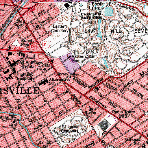 Topographic Map of Highland Presbyterian Church, KY