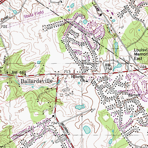 Topographic Map of Hillcrest Baptist Church, KY
