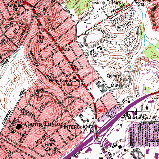 Topographic Map of Holy Family Church, KY