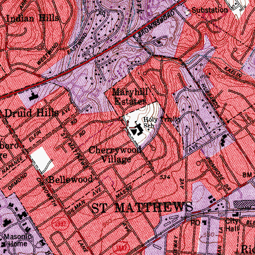 Topographic Map of Holy Trinity Church, KY