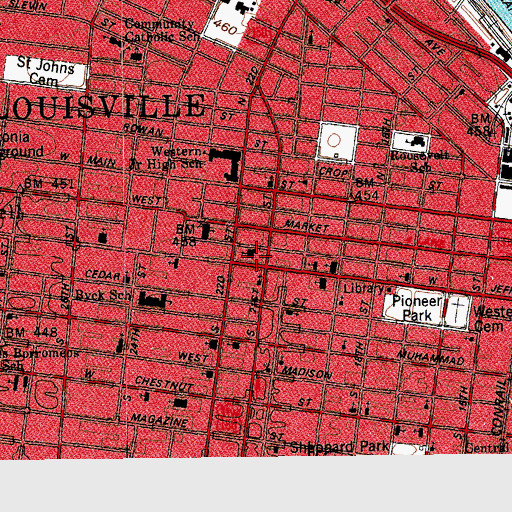 Topographic Map of Hughlett Temple African Methodist Episcopal Zion Church, KY