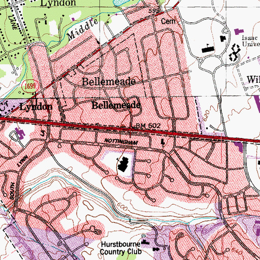 Topographic Map of Hurstbourne Baptist Church, KY
