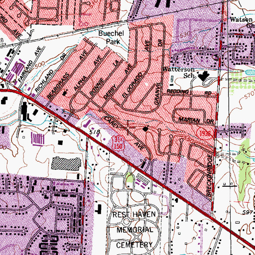 Topographic Map of Iglesia Bautista Nueva Jerusalem Latin American Mission, KY