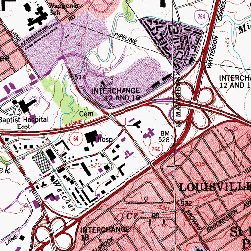 Topographic Map of Jacobs Well Church, KY