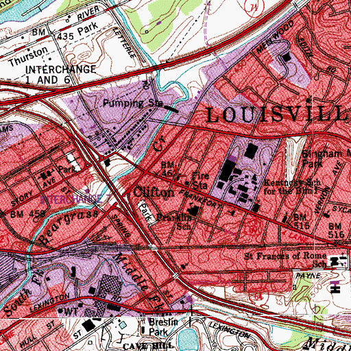 Topographic Map of James Lees Memorial Presbyterian Church, KY