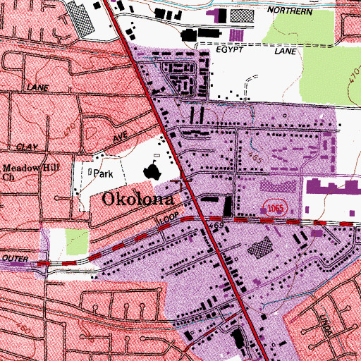 Topographic Map of Okolona Branch Library Louisville Free Public Library, KY