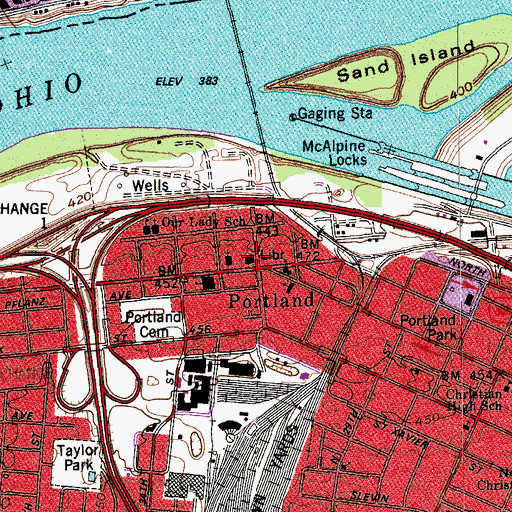 Topographic Map of Portland Branch Library Louisville Free Public Library, KY