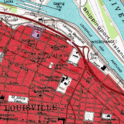 Topographic Map of Portland Museum, KY