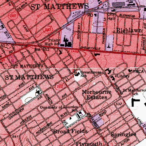 Topographic Map of Saint Matthews Eline Branch Library Louisville Free Public Library, KY