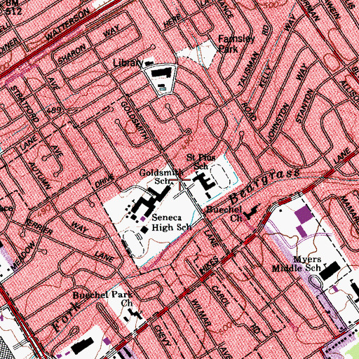 Topographic Map of Saint Pius X Community Center, KY