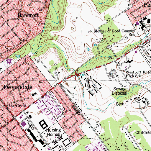 Topographic Map of Westport Branch Library Louisville Free Public Library, KY