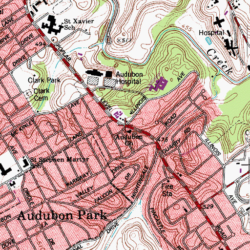 Topographic Map of Audubon Park United Methodist Church, KY