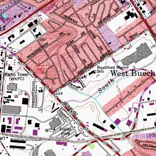 Topographic Map of Bashford Manor Baptist Church, KY
